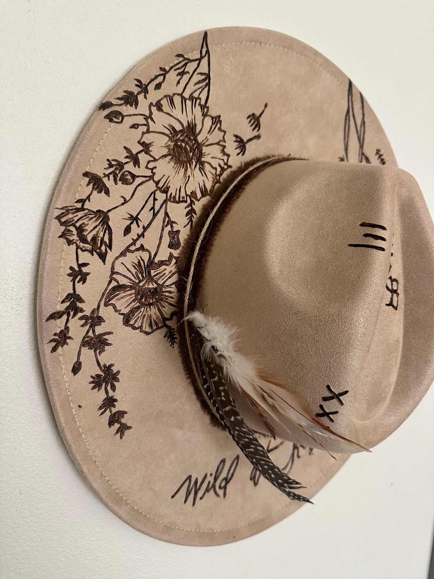 Rolling Stone - Custom Burned Hat (Vegan Suede)