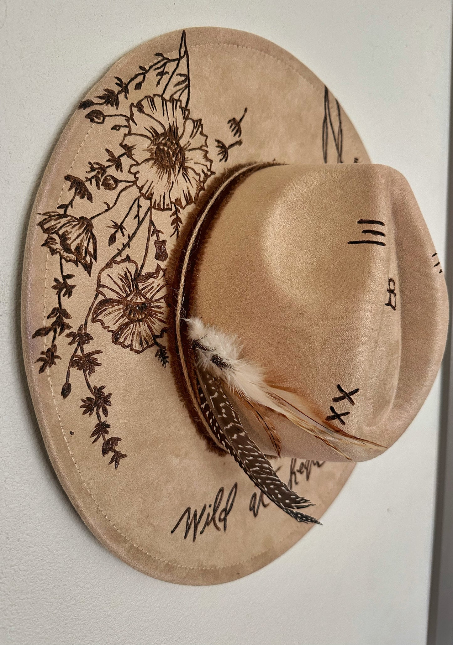 Rolling Stone - Custom Burned Hat (Vegan Suede)