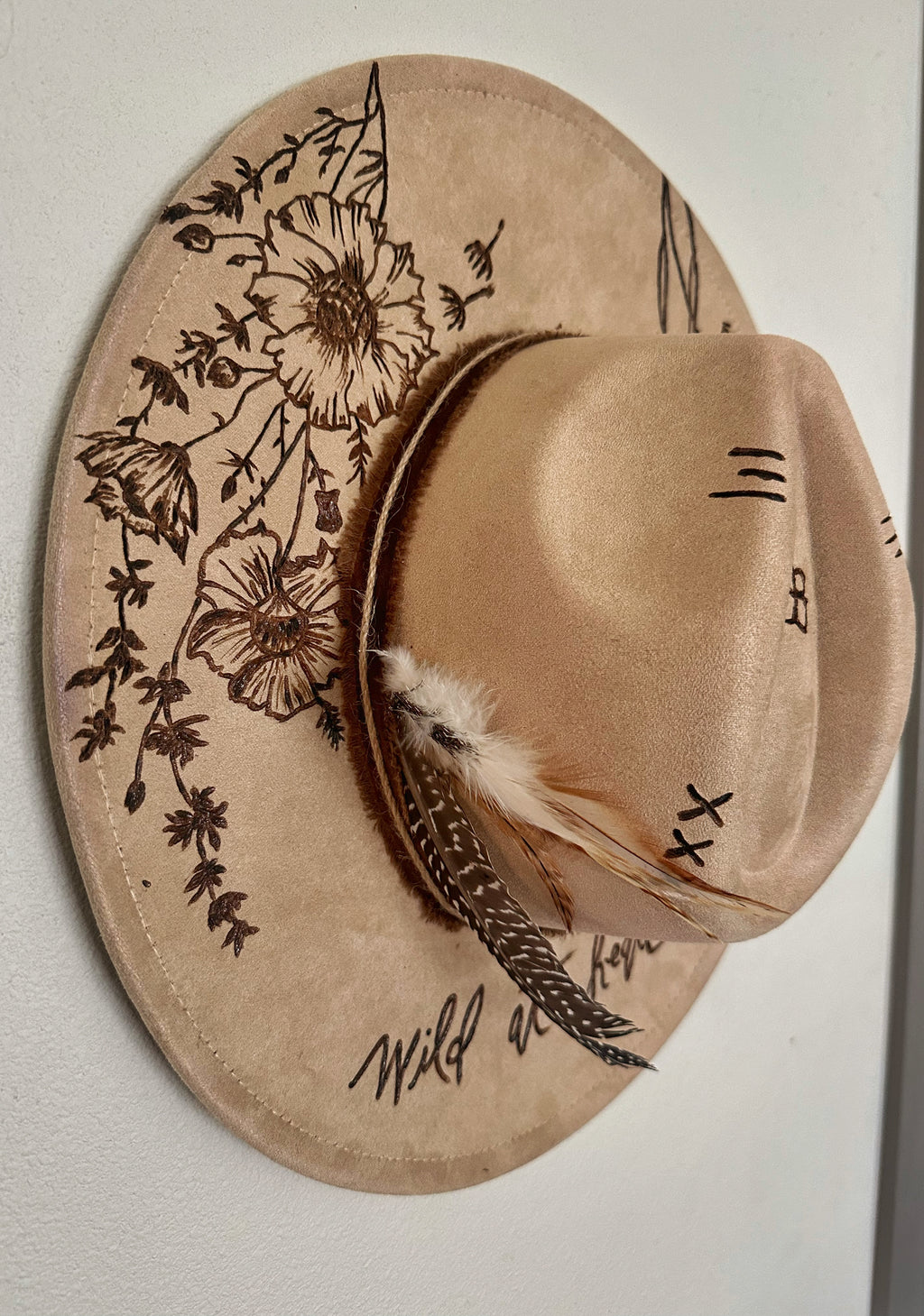 Rolling Stone - Custom Burned Hat (Vegan Suede)