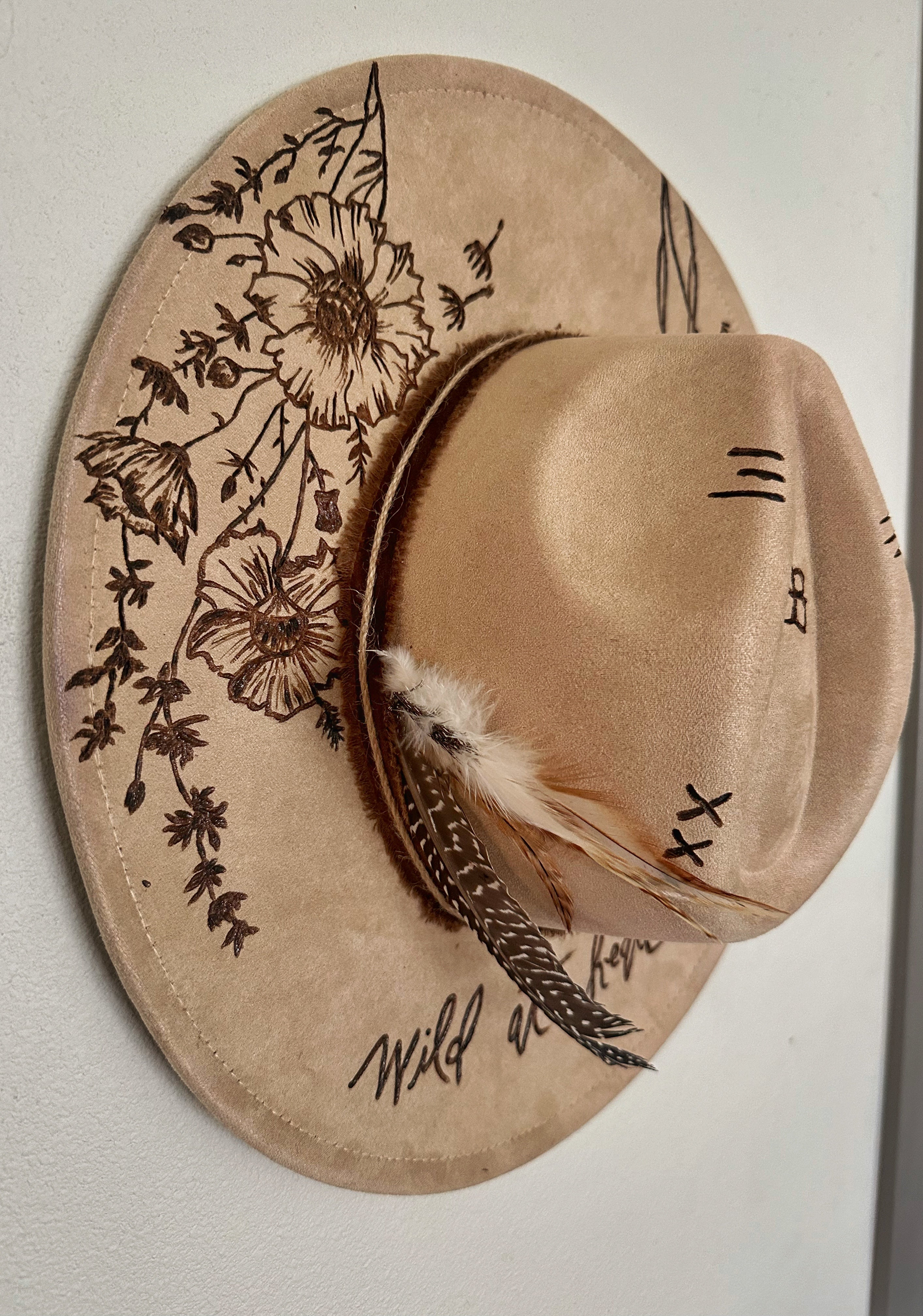 Rolling Stone - Custom Burned Hat (Vegan Suede)