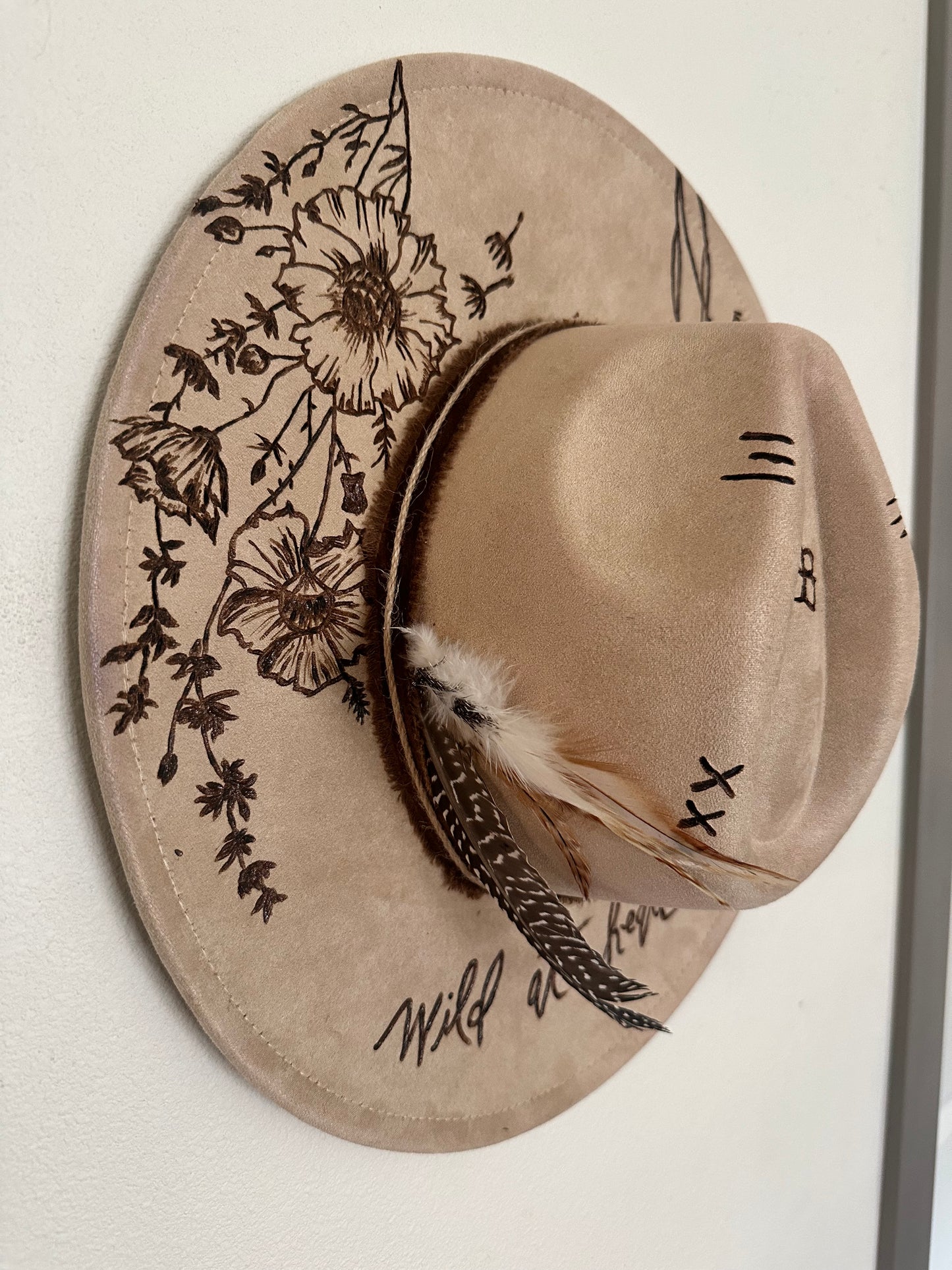 Rolling Stone - Custom Burned Hat (Vegan Suede)