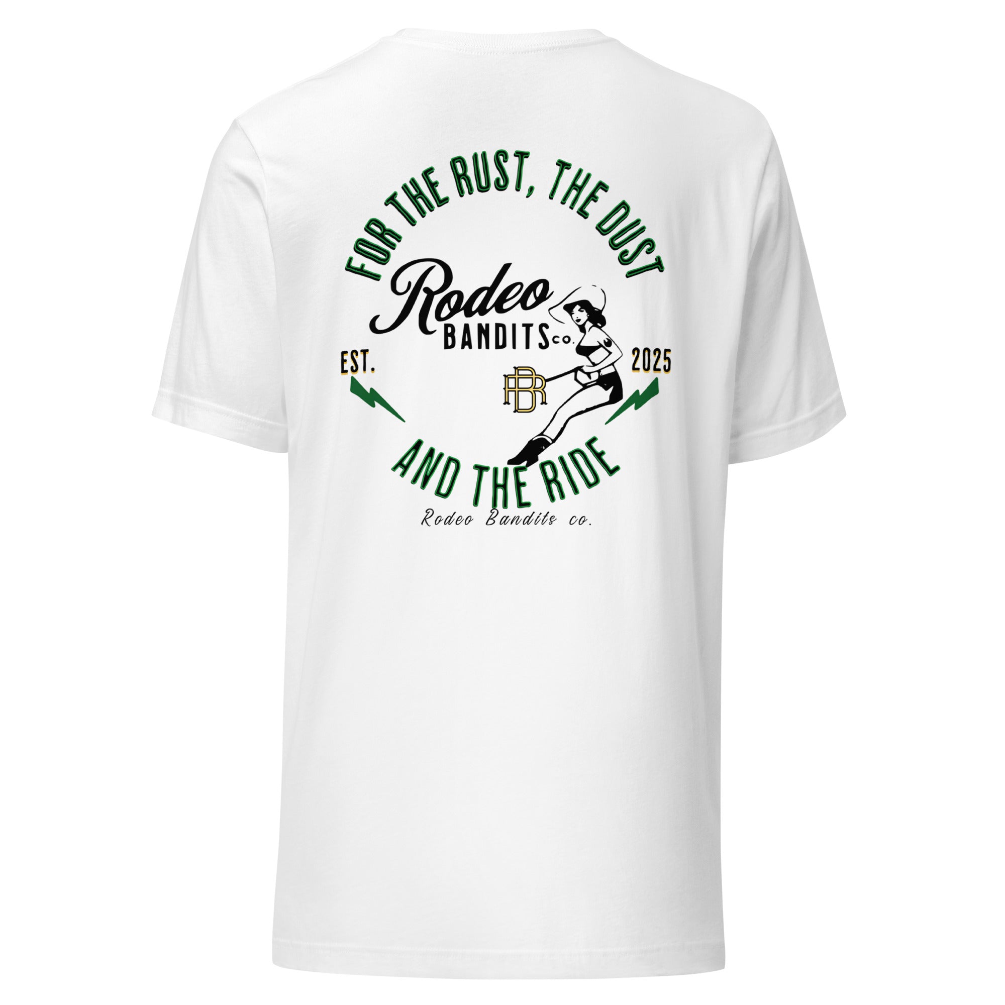 Rust, Dust, Ride Green - Rodeo Bandits Unisex staple eco t-shirt